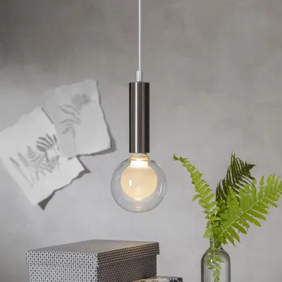 Immagine prodotto di Sospensione per lampada E27 Glans in metallo spazzolato Base 350 cm