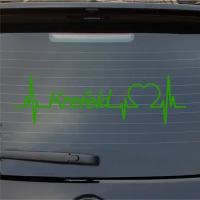 Produktbild von Heckscheibenaufkleber Krefeld Herzschlag Puls Stadt Liebe 55x16 cm Hellgrün Auto Aufkleber Sticker