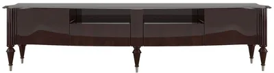 Produktbild von Casa Padrino Luxus Barock TV Schrank Dunkelbraun Hochglanz / Silber 225 x 55 x H. 65 cm - Fernsehschrank mit 2 Türen und 2 Schubladen - Edle Barock Wohnzimmer Möbel