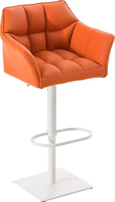 Produktbild von CLP Barhocker Damaso Kunstlederbezug drehbar stufenlos höhenverstellbar bis 240 kg orange Gestell Farbe weiß