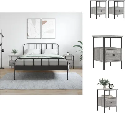 Produktbild von vidaXL Nachttische 2 Stk. Grau Sonoma 34x36x50 cm Holzwerkstoff - Nachttische