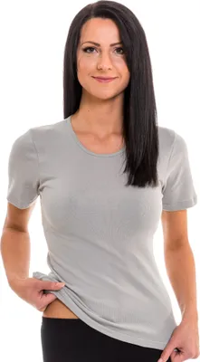 Produktbild von HERMKO 1800 3er Pack Damen kurzarm Unterhemd aus 100% Baumwolle, Farbe:grau, Größe:40/42 (M)