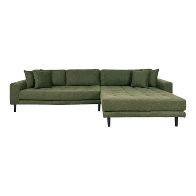 Productafbeelding van Lido bank bank met chaise longue rechts gericht 4 kussens groen.