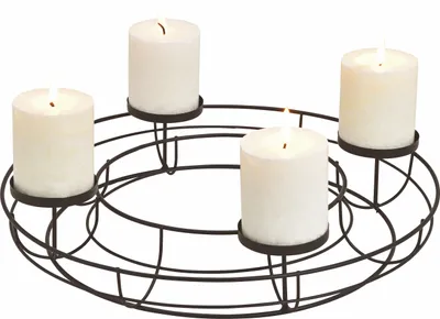 Produktbild von Metall Adventskranz schwarz - 38 cm - Tisch Kerzenhalter Kerzenständer ohne Docht - Advent Weihnachten Deko modern