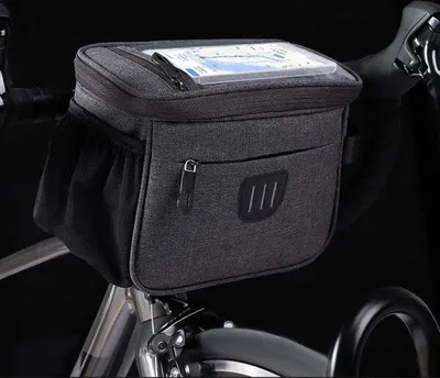 Produktbild von Fahrrad Tasche Lenker Befestigung wasserfest mit Flaschenhalter in Schwarz