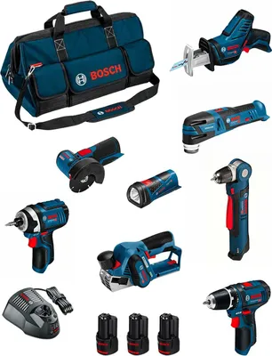 Immagine prodotto di BOSCH Kit BMKB8-28ED3 (GSR12V-15+GDR12V-105+GWB12V-10+GWS12V-76+GOP12V-28+GSA12V-14+GLI12V-80+GHO12V-20+3x2,0Ah+GAL1230CV+HDBAG)