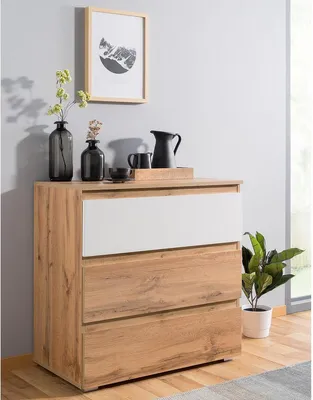 Produktbild von Kommode >Ravenna< in Honig-Eiche Weiß - 80x80x45cm (BxHxT)