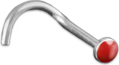 Produktbild von viva-adorno 0,8mm Nasenstecker Nasenpiercing gebogen Kopf farbig emailliert Chirurgenstahl 316L Emaille verschiedene Farben Z466,rot