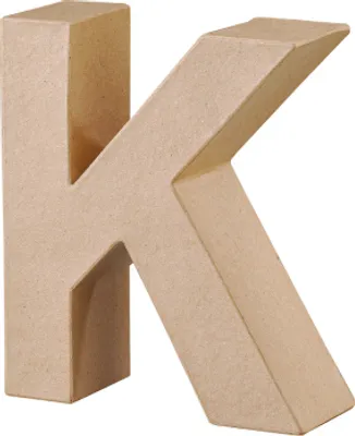 Produktbild von Pappmaché Buchstabe "K" ca. 17,5 cm hoch, 5,5 cm dick
