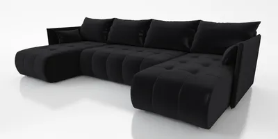 Produktbild von Wohnero24 NESSA U Ecksofa 292x152 cm mit Schlaffunktion 280x140 & Bettkasten – XXL Wohnlandschaft Schwarz