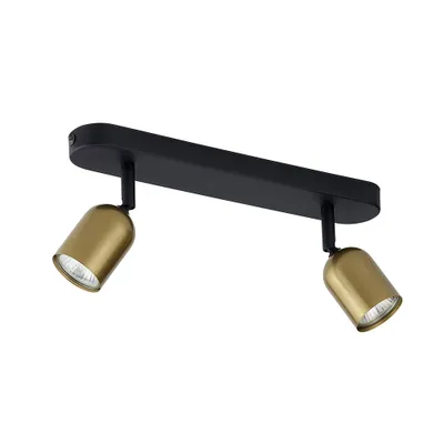 Image de Plafonnier noir et or 2xGU10 métal Luminaire à double spot pour montage en saillie