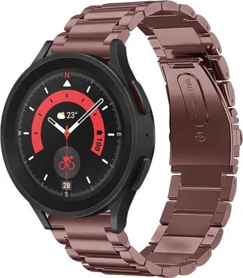 Produktbild von Strap-it Stahlarmband - Kompatibel mit Samsung Galaxy Watch 5 Pro Armband Ersatzarmband Edelstahl - Faltschließe - Hochwertiges Material - für Samsung Galaxy Armband Braun
