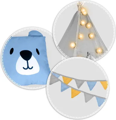Produktbild von Nukido Kinder-Tipi-Zelt mit Beleuchtung - Grau