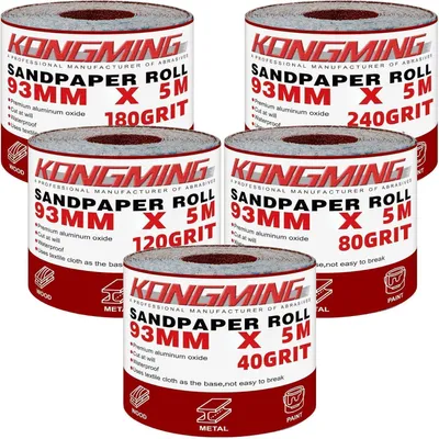Immagine prodotto di Set di rotoli di carta abrasiva da 93 mm x 5 m, 5 rotoli, grane da 40 a 240, per levigatrici manuali