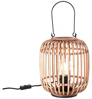 Image de BRILLIANT WOODROW : Lampe de table avec poignée.
26,5 cm, métal, rotin, beige clair. Référence : HK18325S28