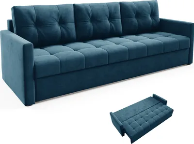 Obrázek produktu pro BETTSO Elegantní pohovka OLIVIA 230 cm s funkcí spaní prošívaná tmavě modrá + bonell