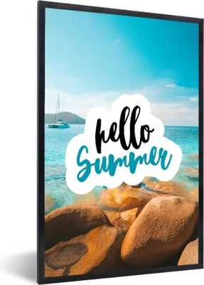 Produktbild von MuchoWow® Gerahmtes Poster Sprichwörter - Sommer - Steine 60x90 cm - Poster mit Schwarzem Bilderrahmen Wandposter Rahmen Foto Bilder - Kunst