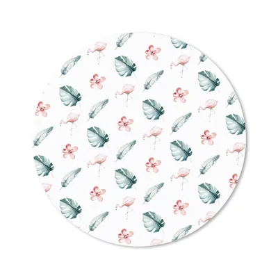 Produktbild von MuchoWow® Mauspad Mousepad Flamingo - Muster - Blätter 40x40 cm - Mousepads - Maus Mat - Pad - Mausunterlage - Schreibtisch Accessoires