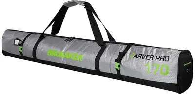 Zdjęcie produktu dla Pokrowiec na narty BRUBAKER CarverTec Pro 170 cm na 1 parę nart i kijków - srebrno-zielony