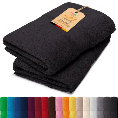 Produktbild von EllaTex PARIS 2er Set Duschtücher 70x140 cm – 100% Baumwolle, 500 g/m² Frottier, in Farbe: Schwarz