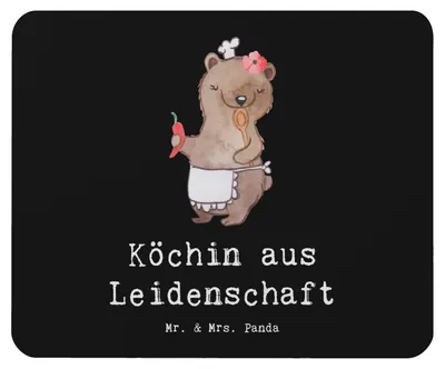 Produktbild von Mr. & Mrs. Panda Mousepad Köchin Leidenschaft - Schwarz - Geschenk, Restaurant, laptop, Lustig, Spruch, mauspad pc, Witzig, Mouse Pad