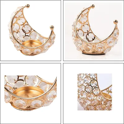Produktbild von 2er Metall Kristall Kerzenhalter Gold Silber