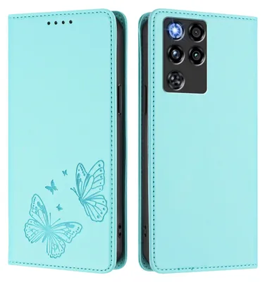 Image de Étui en cuir pour ZTE nubia RedMagic 11 Pro, motif papillon, étui portefeuille à rabat avec support, vert menthe
