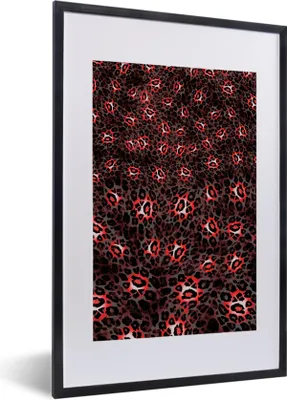 Produktbild von MuchoWow® Gerahmtes Poster Panther Druck - Rot - Tiere 40x60 cm - Poster mit Schwarzem Bilderrahmen Wandposter Rahmen Foto Bilder - Poster in Rahmen