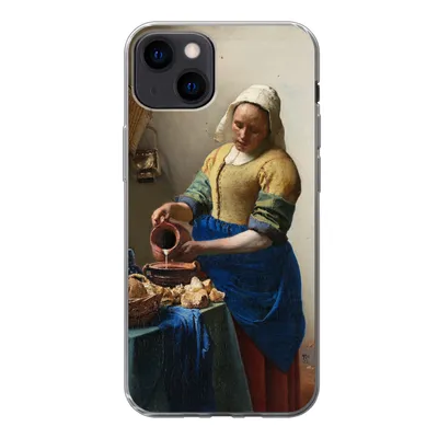 Produktbild von MuchoWow® Handyhülle Schutzhülle Hülle für iPhone 13 Das Milchmädchen - Johannes Vermeer Silikon Softcase Handy Hülle - Karteninhaber