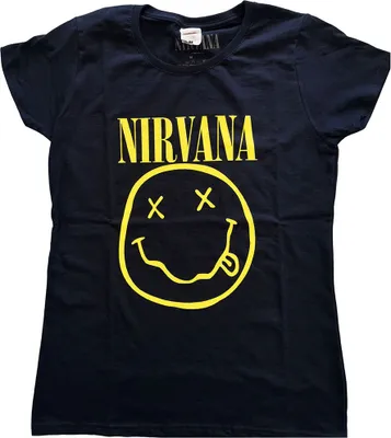 Produktbild von Nirvana Yellow Happy Face Navy Blue L Damen T-Shirt