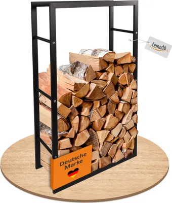 Produktbild von Kaminholzregal schwarz, Metallregal 60x25x100 cm, Brennholzregal