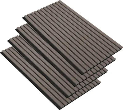 Obrázok produktu pre JOIEYOU 4 kusy akustických panelov 120x60 cm stenové panely drevené drevené panely stenová zvuková izolácia s drevenou dýhou Akustický panel stenové panely zvukovo izolačné panely lamelové steny, hnedé