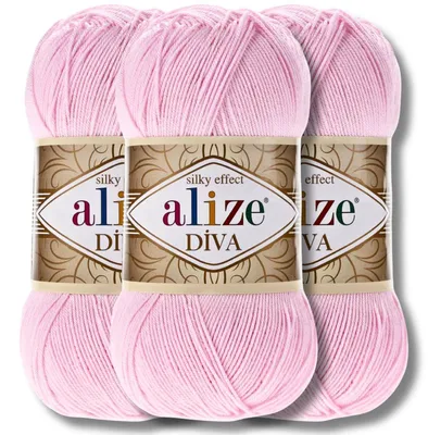 Obrázek produktu pro Alize 3x 100 g vlna Diva, jednobarevná, háčkování, pletení (185)