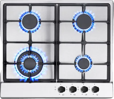 Obrázek produktu pro Vestavná plynová varná deska, 4 hořáky, odolná nerezová ocel, elektronické zapalování