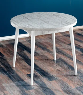Produktbild von Skye Decor, Moderner Esstisch (Rund), Antik und Weiß, 90 x 90 x 77,5 cm | 100% melaminbeschichtete Spanplatte, 18 mm dick | Elegantes Design mit Holzbeinen, ideal für Ihr Zuhause.