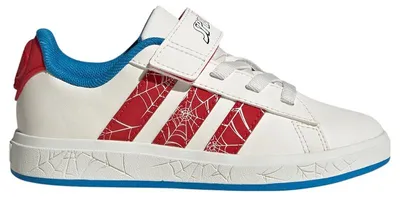 Immagine prodotto di adidas Grand Court Spider-Man, colore bianco cloud e rosso rubino, con dettagli blu vivaci (taglia intermedia) - EU 36 2/3