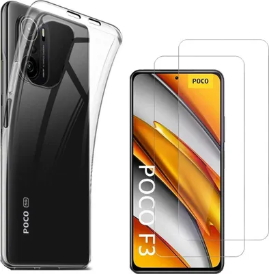 Image de Housse pour Xiaomi POCO F3 avec 2 films de protection d'écran en verre trempé Phonillico®