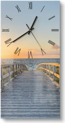 Produktbild von DEQORI Glasuhr 30x60 cm Römisch 'Dünenweg zum Meer' Wanduhr Glas Uhr Design leise