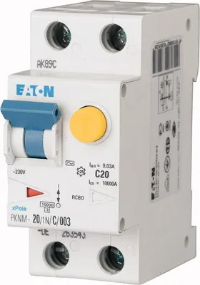 Produktbild von PKNM-20/1N/B/003-A-MW FI/LS-Schalter (RCBO) 1P+N B20A 30mA Typ A 236239 EATON