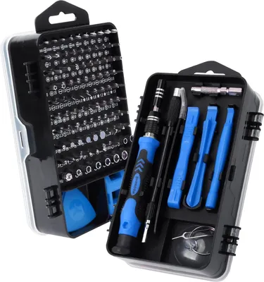 Image de SHARDEN Jeu de tournevis de précision 122 en 1 Mini Kit d'outils de précision Torx T2 T5 T6 T8 T9 Pad magnétique bleu