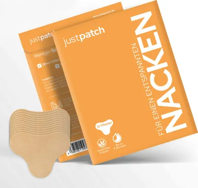Produktbild von JustPatch 12 Nackenpflaster – Tiefenwärme für entspannte Nackenmuskulatur, effektive Linderung bei Verspannungen & Schmerzen – Wohltuende Wärme.