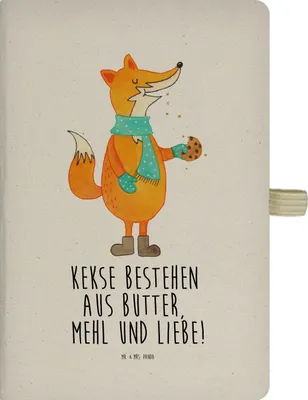 Produktbild von Mr. & Mrs. Panda Journal Fuchs Keks - Transparent - Geschenk, notizbuch, Tagebuch, Kladde, Frieren, Plätzchen, Weihnachtlich, Kekse, Adressbuch, Weihnachten, Winter, a4