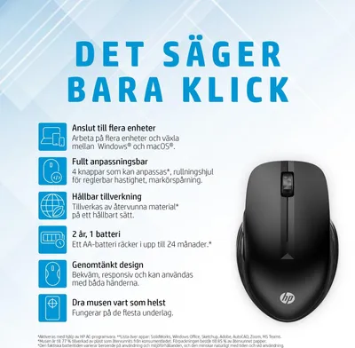 Immagine prodotto di HP Maus 430 Kabellos BT/USB-A Beidseitig 5-Tasten Schwarz
