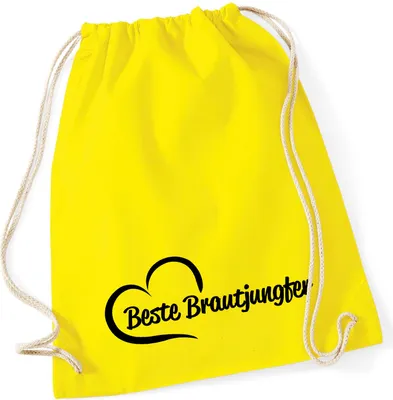 Produktbild von Huuraa Turnbeutel Beste Brautjungfer Herz 12 Liter Yellow Baumwolle Rucksack Geschenkidee