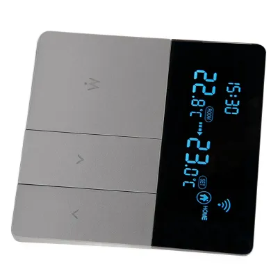 Produktbild von Digitálny termostat Veľký LCD displej Programovateľný sivý APP Termostat na diaľkové ovládanie s 3m snímacím káblom AC90V?240V 16A Elektrické vykurovanie s WIFI