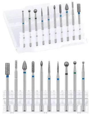 Obrázek produktu pro Sada 10 kusů nástrojů z legované wolframové oceli pro péči o nehty: odstraňovače kůžičky a brusné nástavce pro manikúru