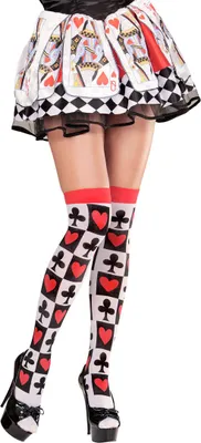 Produktbild von Spielkarten Overknees Herzkönigin halterlose Strümpfe rot, schwarz, weiß