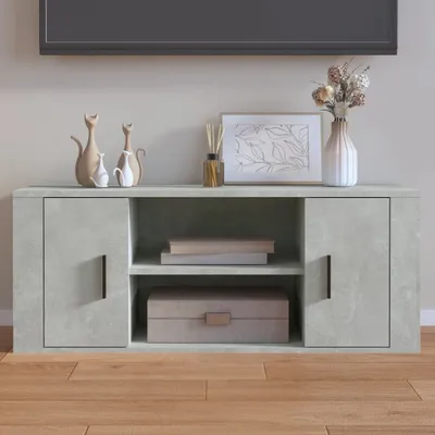 Image de Maison Exclusive - Meuble TV gris béton 100x35x40 cm Matériau dérivé du bois