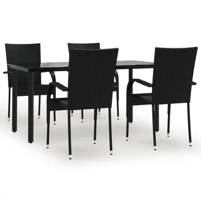 Produktbild von 5-tlg. Garten-Essgruppe Schwarz Poly Rattan