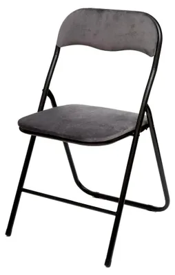 Produktbild von Kynast Klappstuhl mit Samtbezug gepolstert Beistellstuhl Campingstuhl Terrassenstuhl klappbarer Camping-Stuhl (grau)